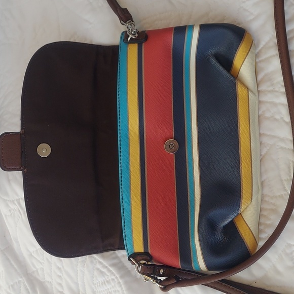 Chaps Crossbody Purse or Wristlet Bright Colored Striped, Distressed - Picture 5 of 10